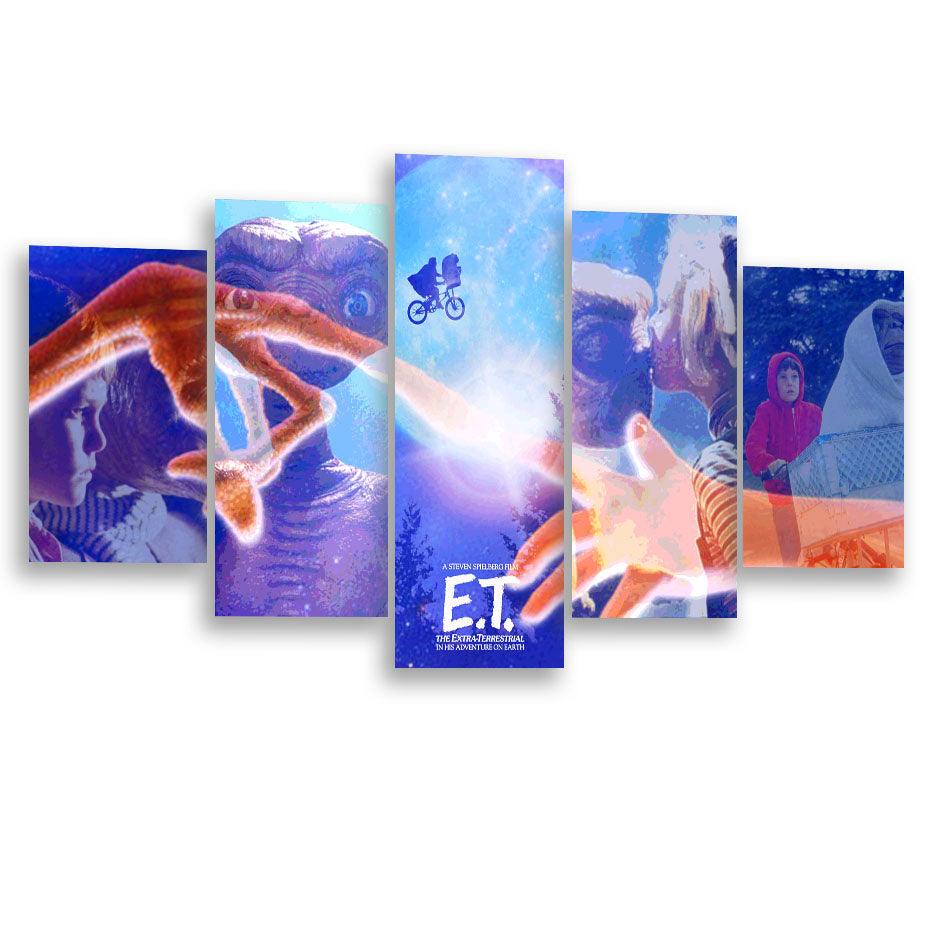 ET The Extra Terrestrial 5 Piece HD Multi Panel Canvas Wall Art Frame - Original Frame