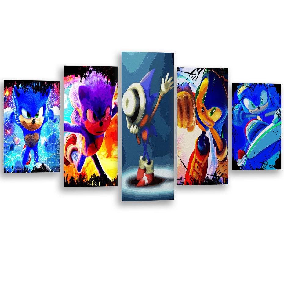 Sonic Hedgehog 5 Piece HD Multi Panel Canvas Wall Art Frame - Original Frame