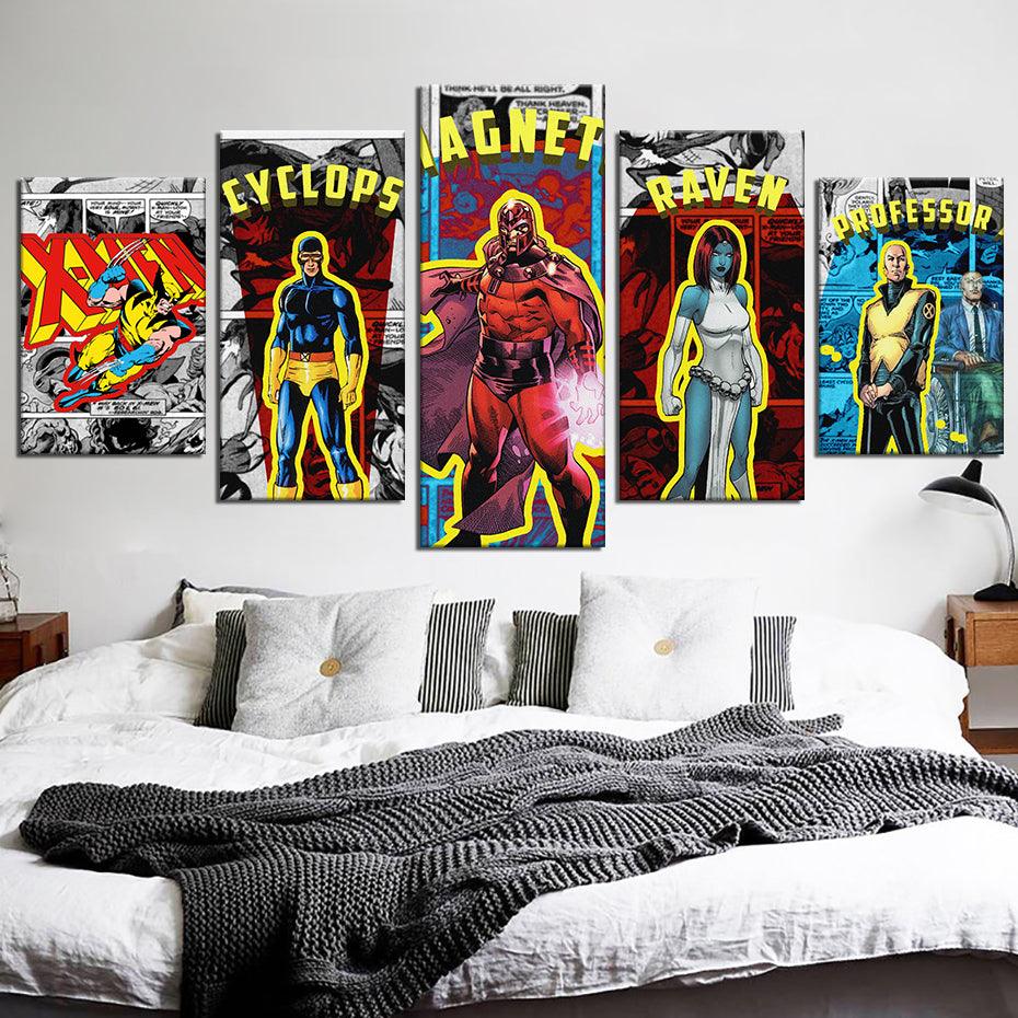 Marvel Comic Superheroes 5 Piece HD Multi Panel Canvas Wall Art Frame - Original Frame