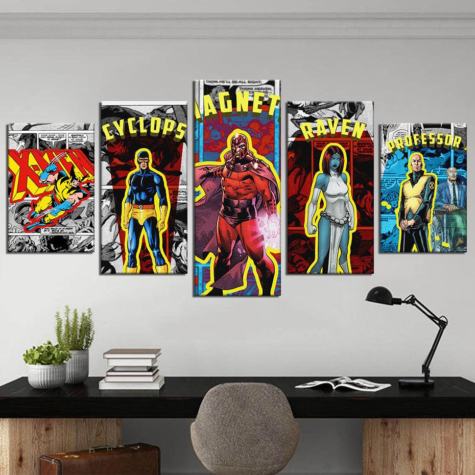 Marvel Comic Superheroes 5 Piece HD Multi Panel Canvas Wall Art Frame - Original Frame
