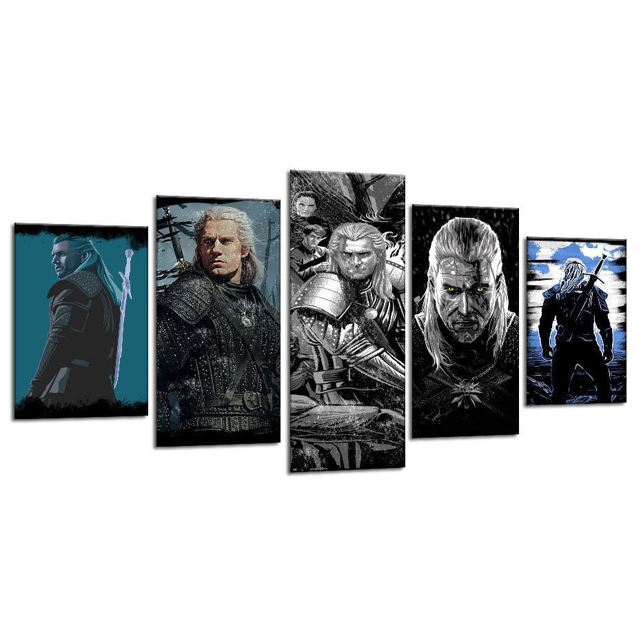 The Witcher 5 Piece HD Multi Panel Canvas Wall Art Frame - Original Frame