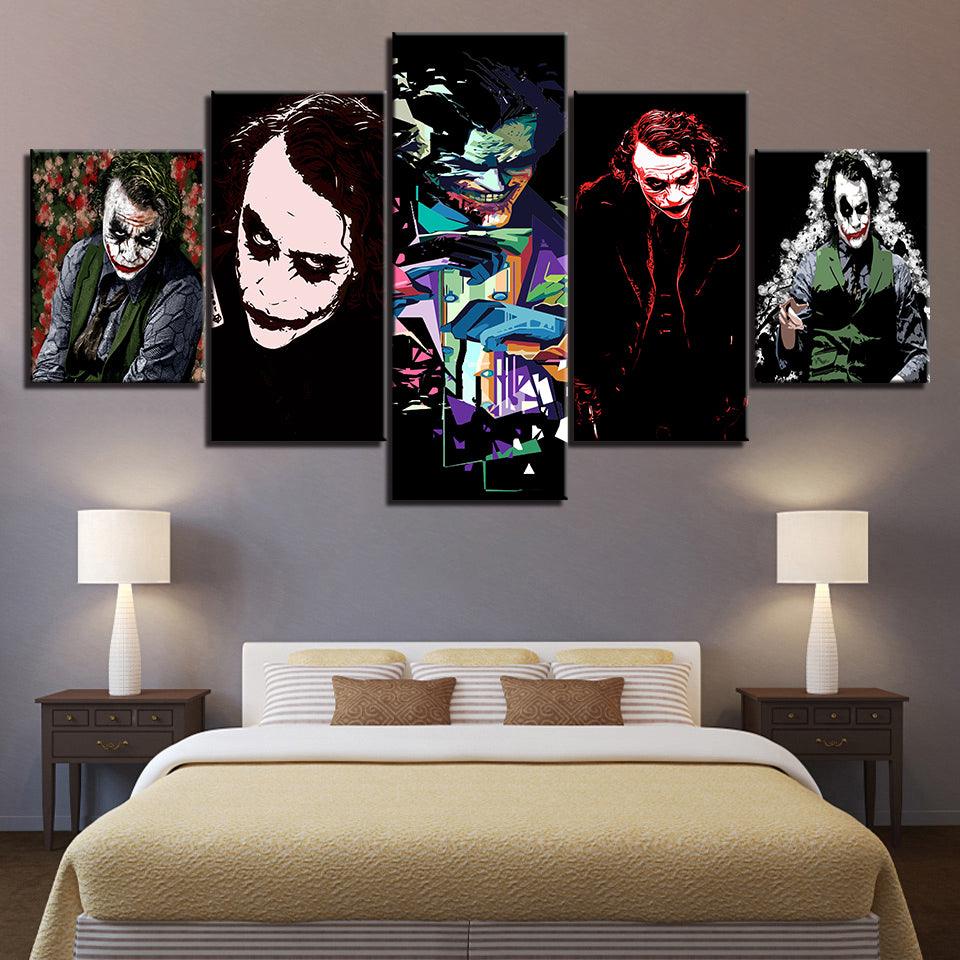 Batman Joker Ledger 5 Piece HD Multi Panel Canvas Wall Art Frame - Original Frame