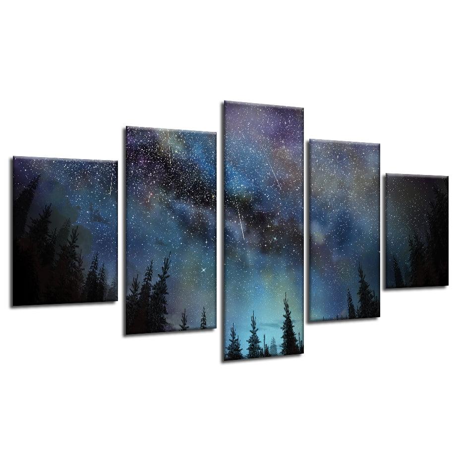 Stunning Starry Sky 5 Piece HD Multi Panel Canvas Wall Art Frame - Original Frame