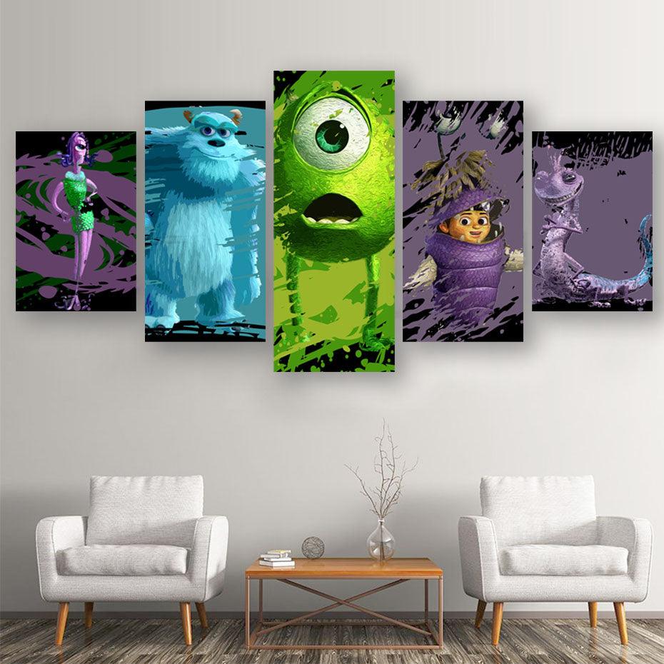Monsters Inc. 5 Piece HD Multi Panel Canvas Wall Art Frame - Original Frame