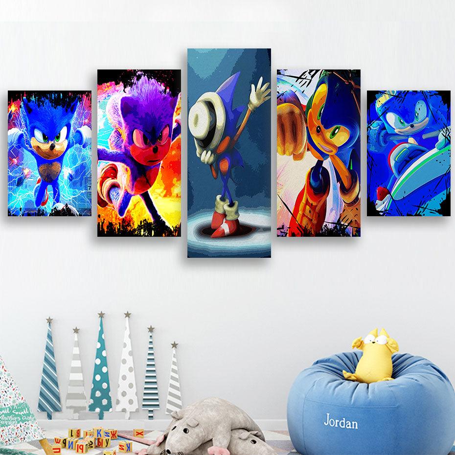 Sonic Hedgehog 5 Piece HD Multi Panel Canvas Wall Art Frame - Original Frame