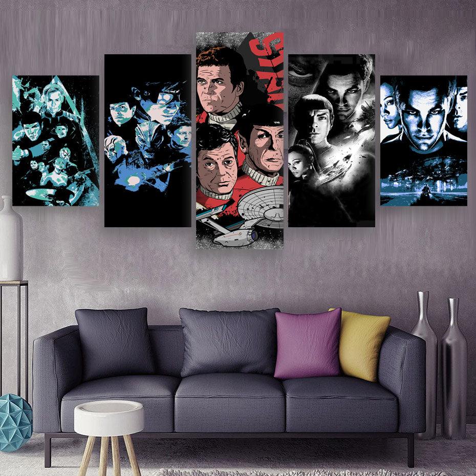 Star Trek 5 Piece HD Multi Panel Canvas Wall Art Frame - Original Frame