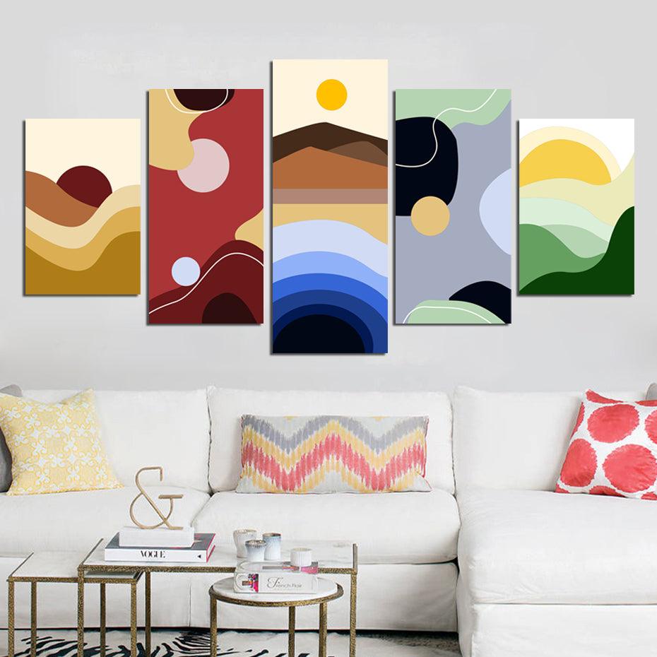 Abstract Scenery View 5 Piece HD Multi Panel Canvas Wall Art Frame - Original Frame