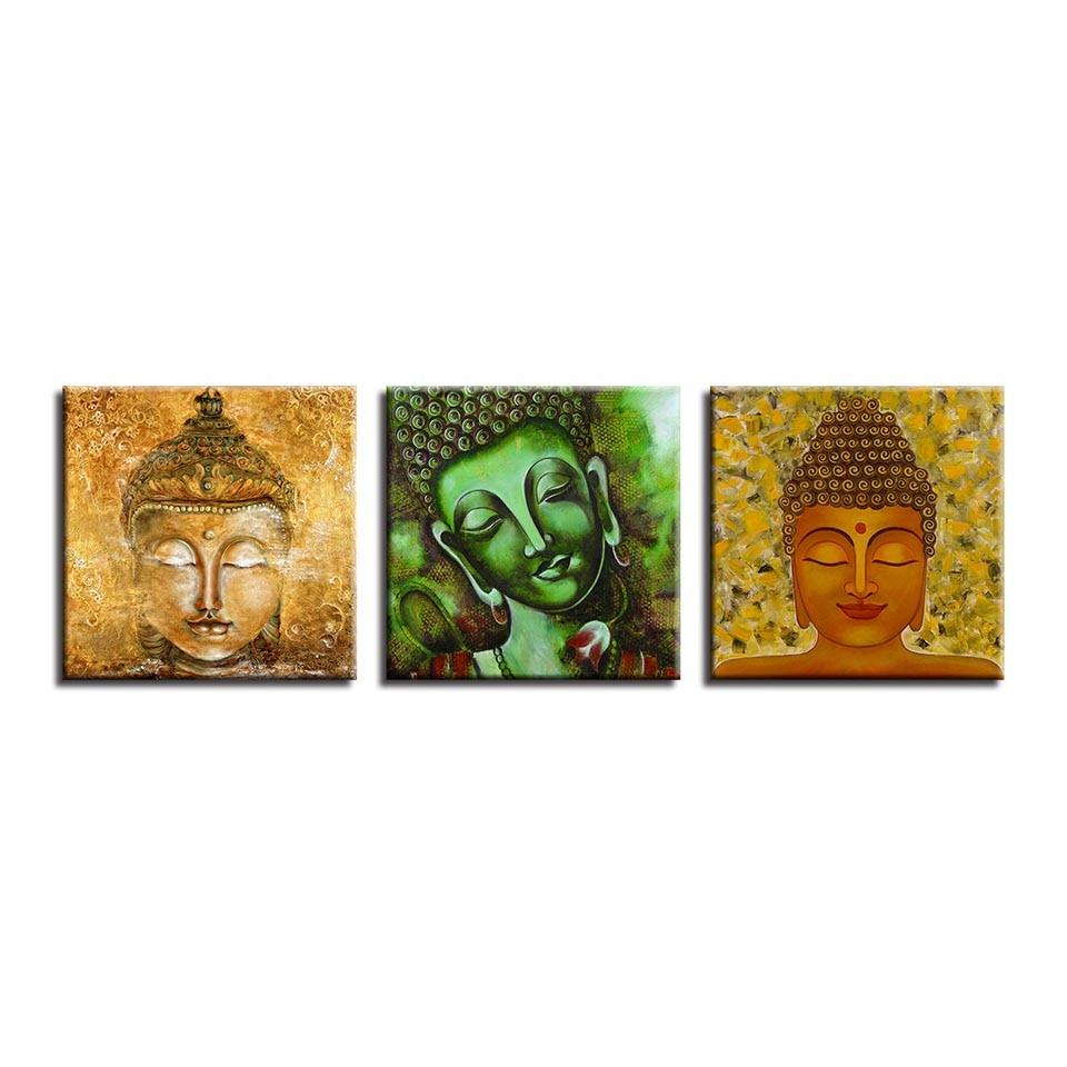 Buddha Face Print 3 Piece HD Multi Panel Canvas Wall Art Frame - Original Frame