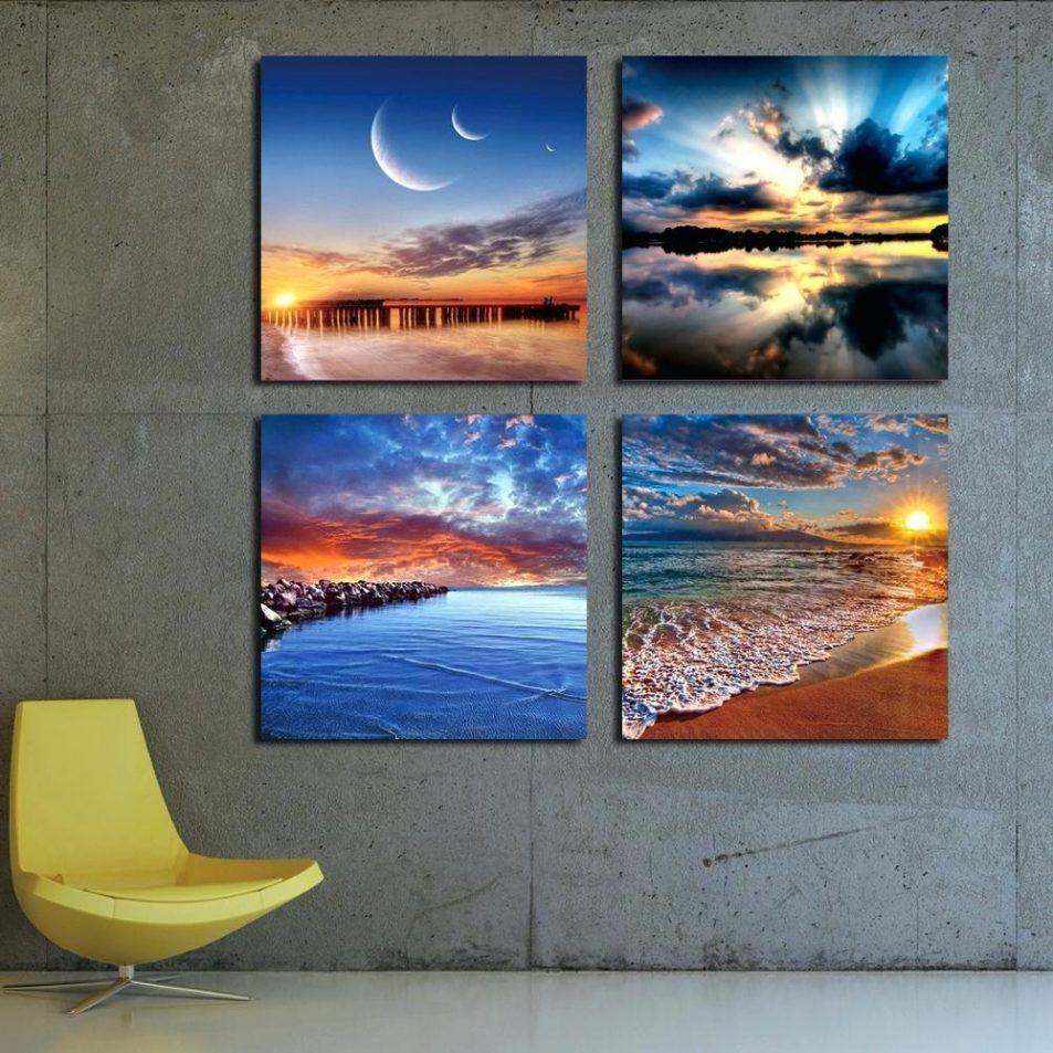 Sea Seasons 4 Piece HD Multi Panel Canvas Wall Art Frame - Original Frame