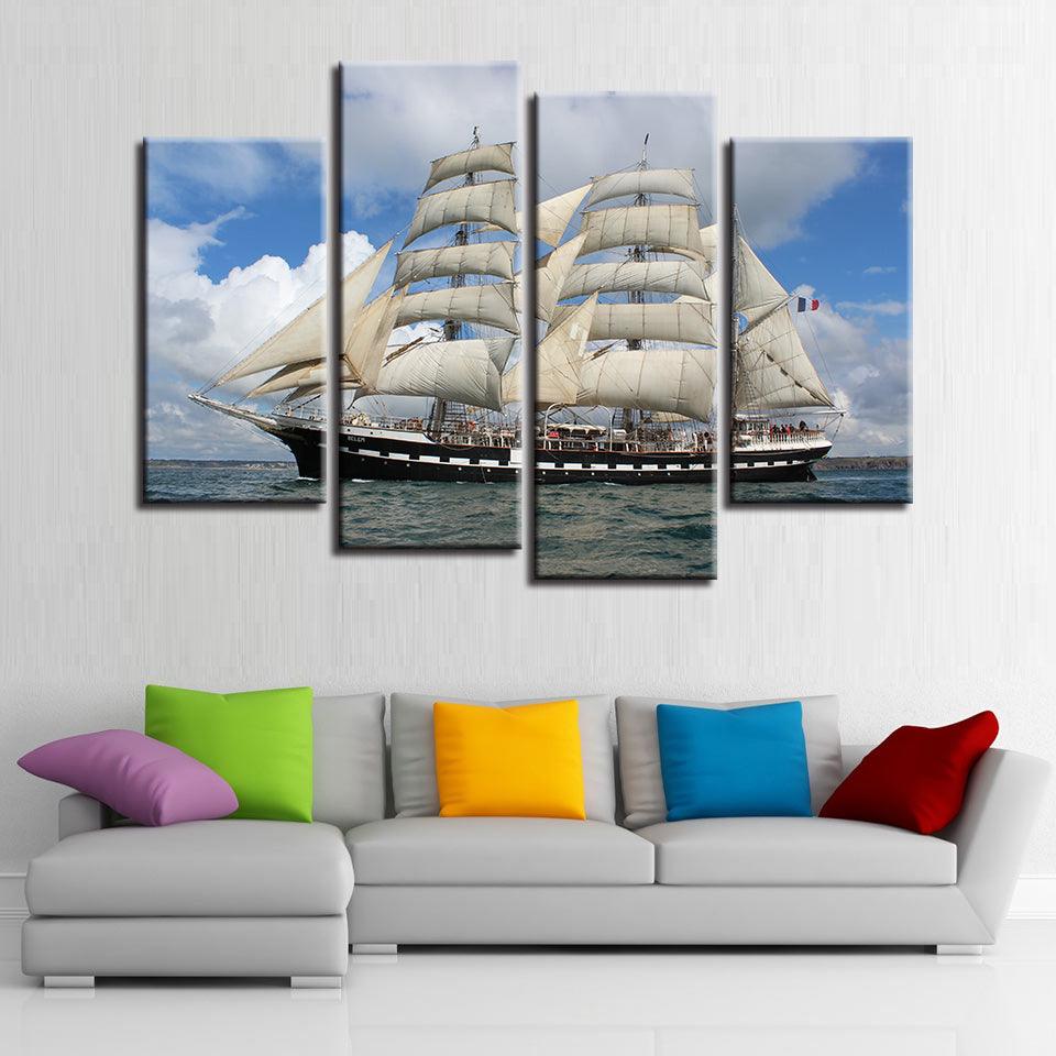 Sailboat 4 Piece HD Multi Panel Canvas Wall Art Frame - Original Frame