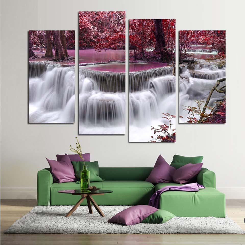 Mangrove And Waterfall 4 Piece HD Multi Panel Canvas Wall Art Frame - Original Frame