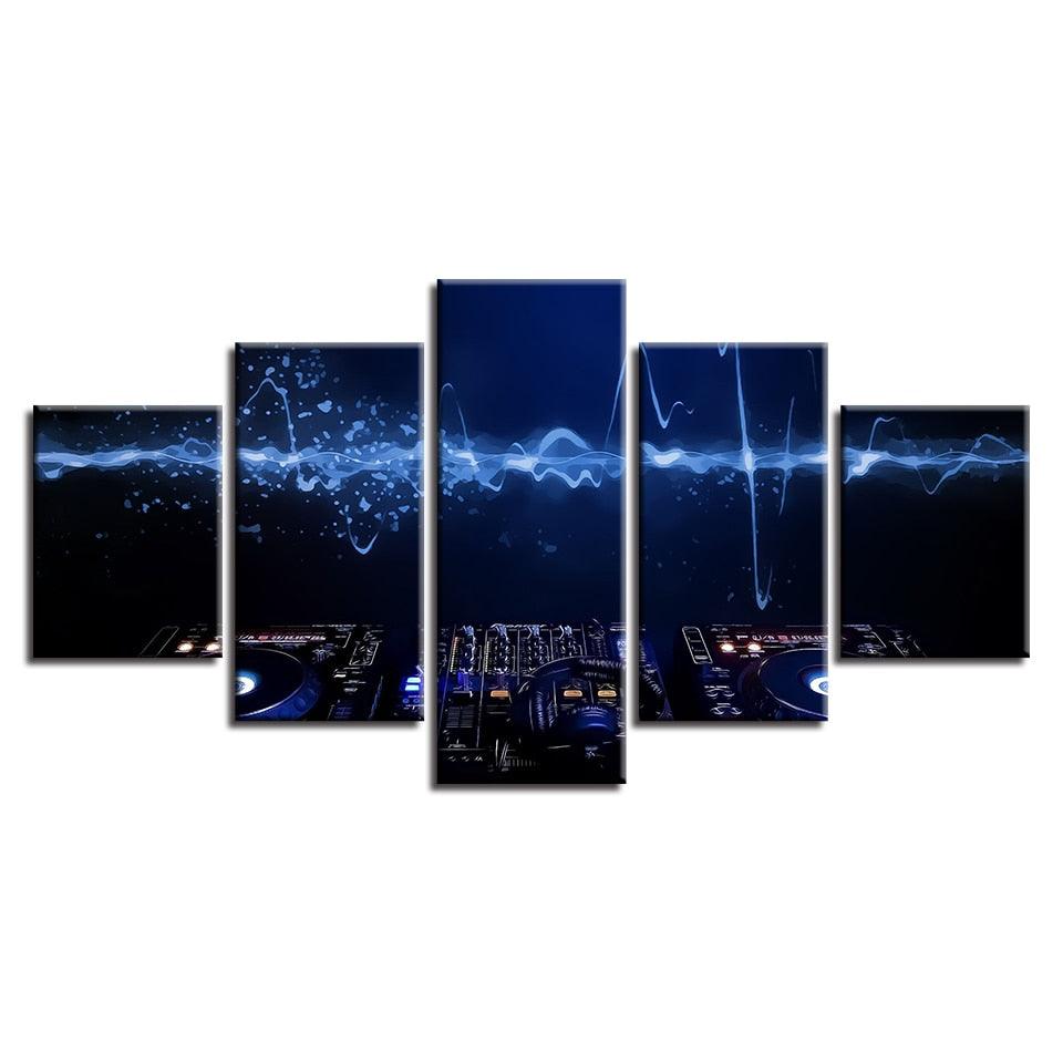 DJ Music Console Instrument Mixer 5 Piece HD Multi Panel Canvas Wall Art Frame - Original Frame