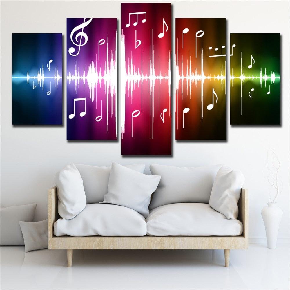 Music Notation 5 Piece HD Multi Panel Canvas Wall Art Frame - Original Frame