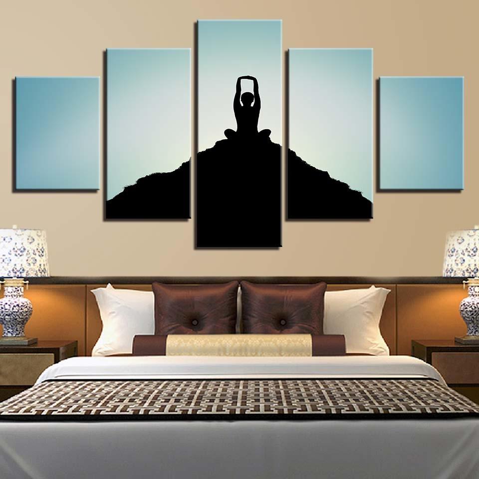 Mountaintop Yoga 5 Piece HD Multi Panel Canvas Wall Art Frame - Original Frame