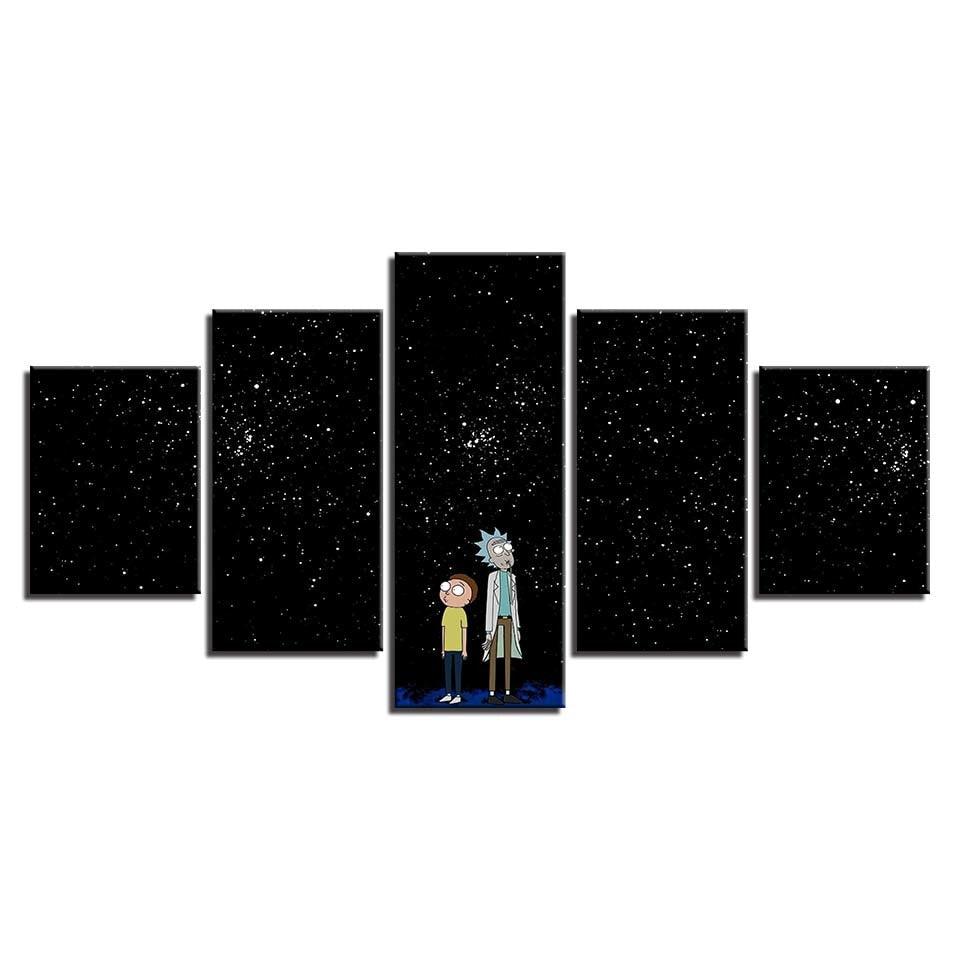 Classical Rick And Morty 5 Piece HD Multi Panel Canvas Wall Art Frame Painting - Original Frame