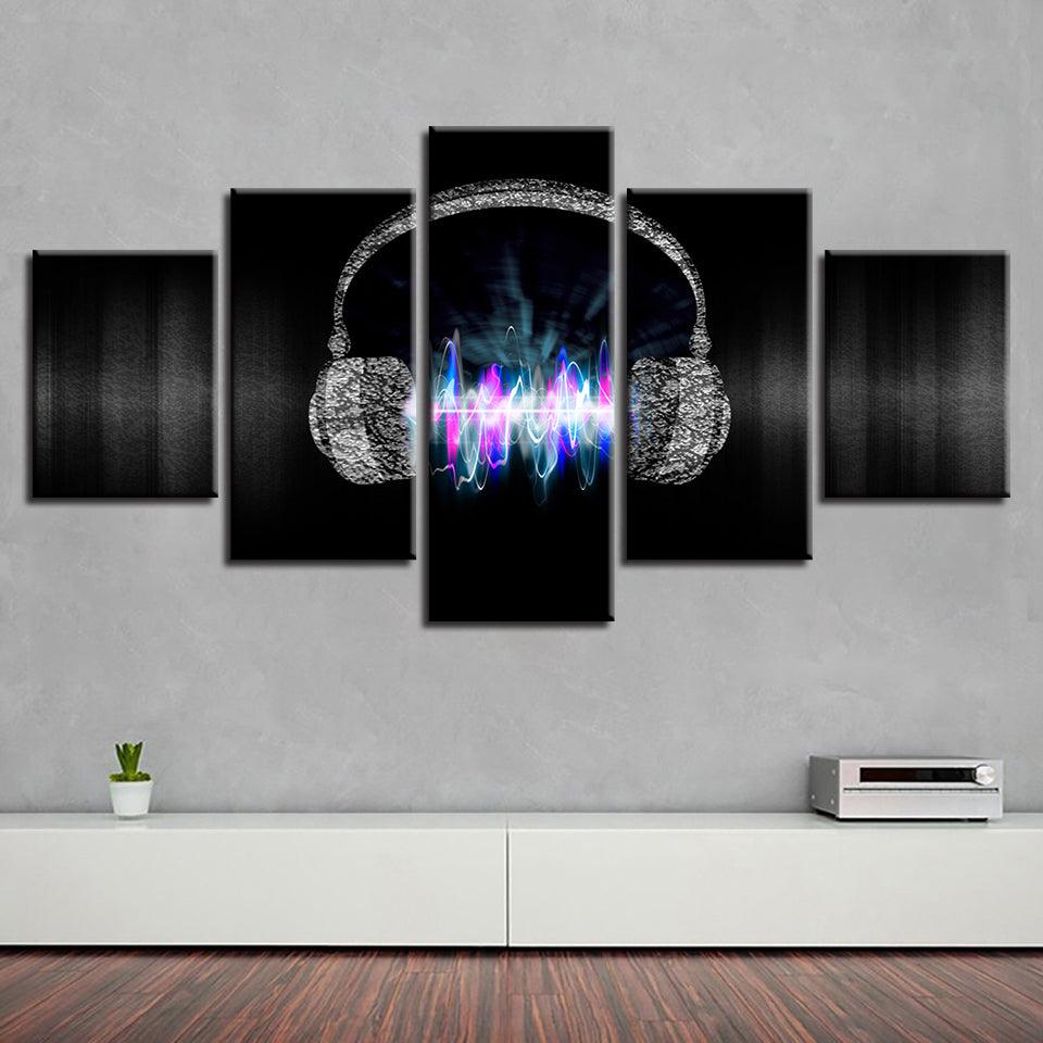Magic Cool Music Headset 5 Piece HD Multi Panel Canvas Wall Art Frame - Original Frame