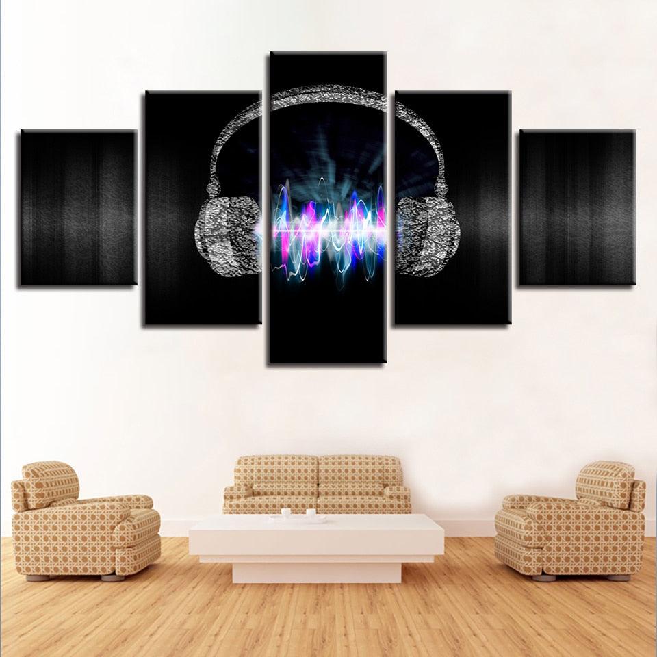 Magic Cool Music Headset 5 Piece HD Multi Panel Canvas Wall Art Frame - Original Frame
