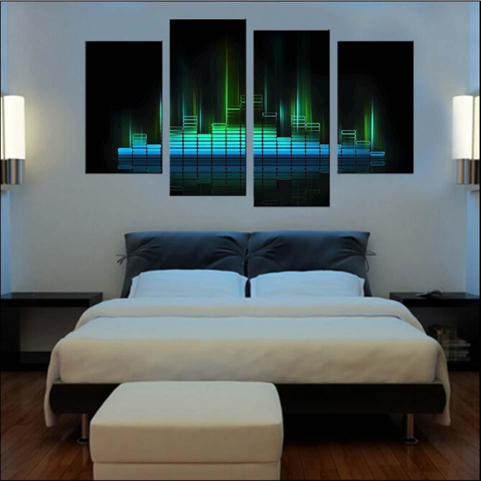 Music Lights 4 Piece HD Multi Panel Canvas Wall Art Frame - Original Frame