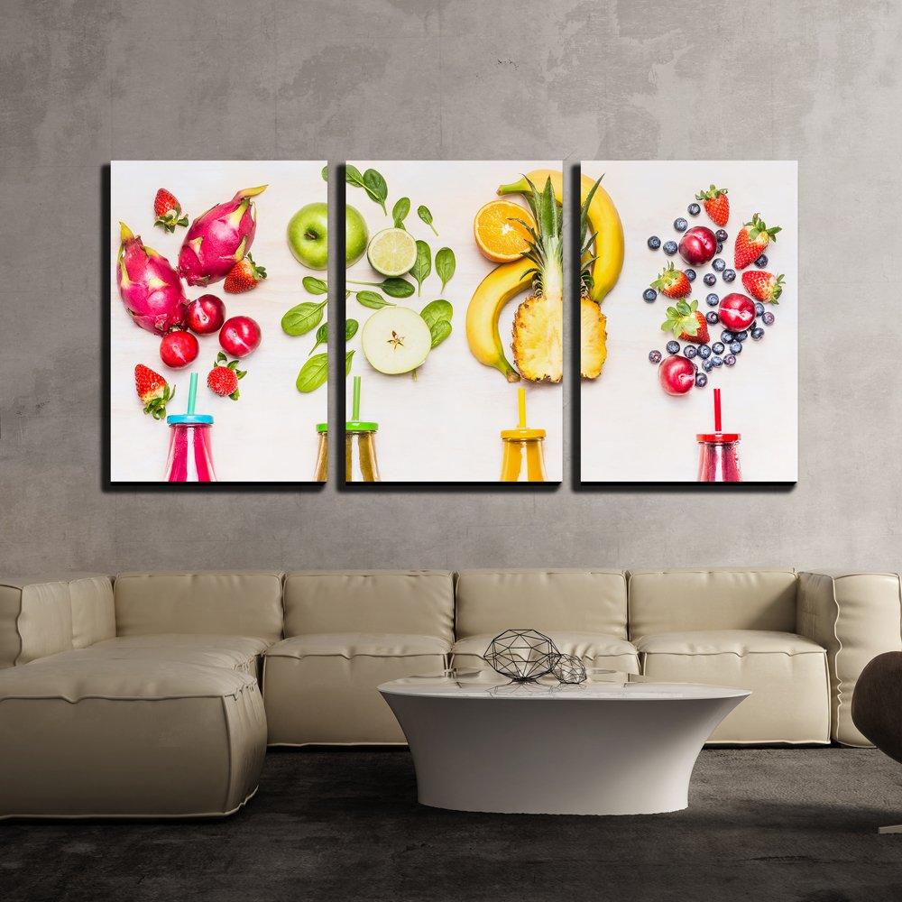 Fruits Smoothies 3 Piece HD Multi Panel Canvas Wall Art Frame - Original Frame