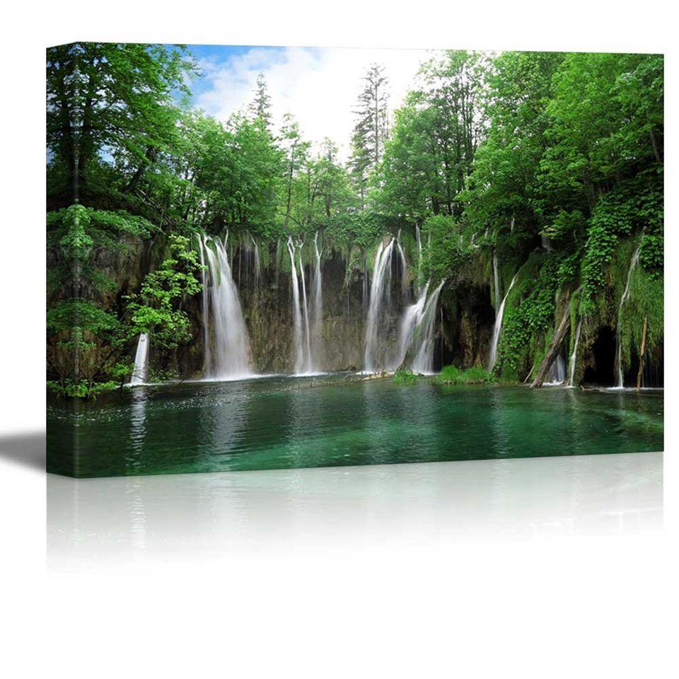 National Park of Croatia Waterfall 1 Piece HD Multi Panel Canvas Wall Art Frame - Original Frame