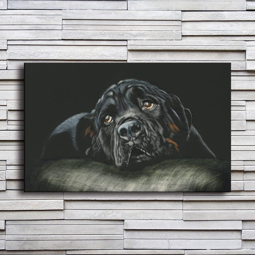 Black Rottweiler Dog 1 Piece HD Multi Panel Canvas Wall Art Frame - Original Frame