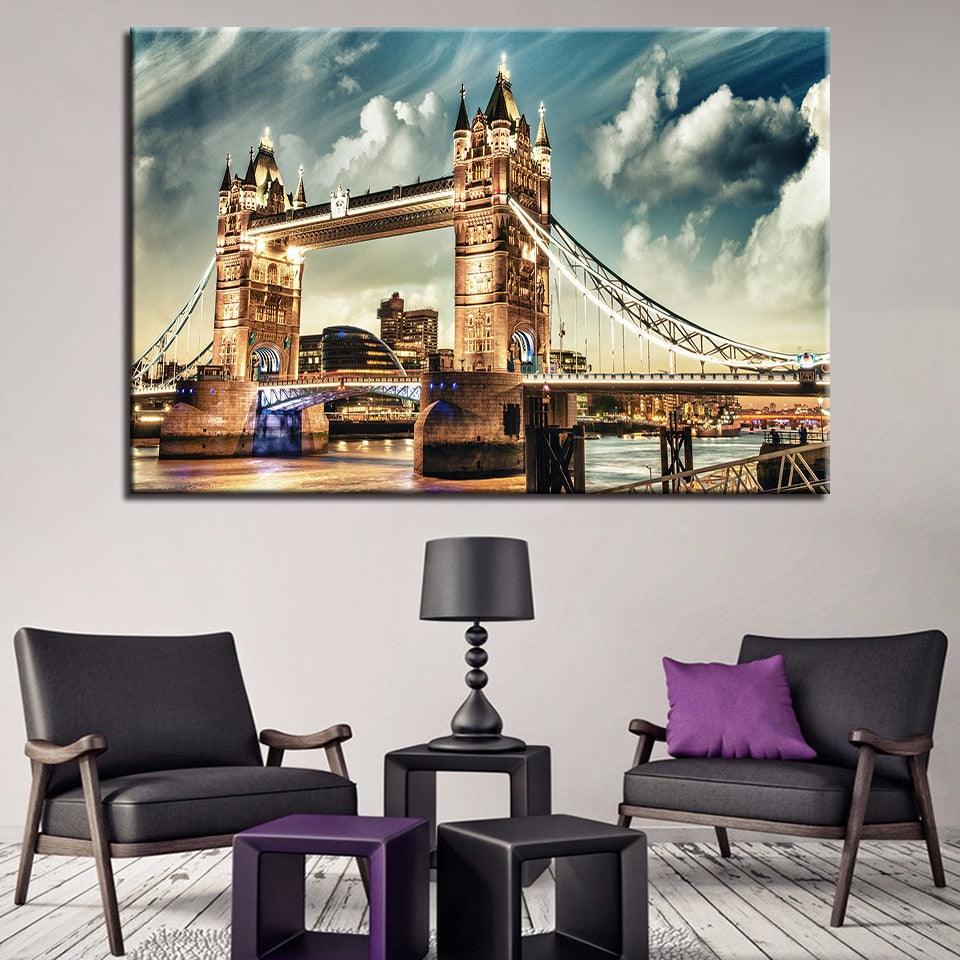 Colorful City Night View 1 Piece HD Multi Panel Canvas Wall Art Frame - Original Frame