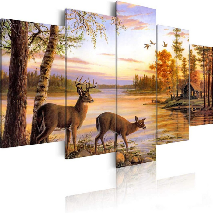 Animal Deer Pictures Vintage Wall Art Canvas Print