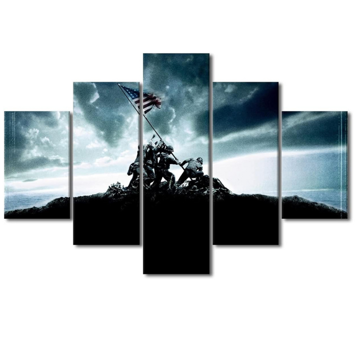 5 Piece Wall Art Set Featuring Military Theme Canvas Decor