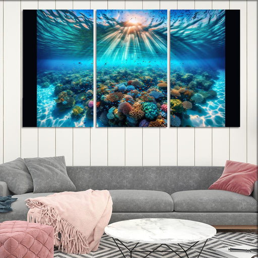 Azure Lagoon A Snorkeler's Paradise Abstract Paintings Frame