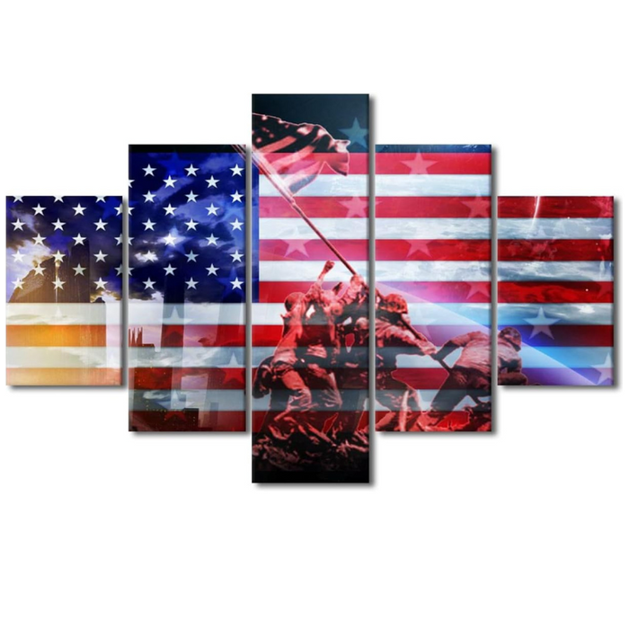 5 Piece Wall Art Set Featuring Military Theme Canvas Decor