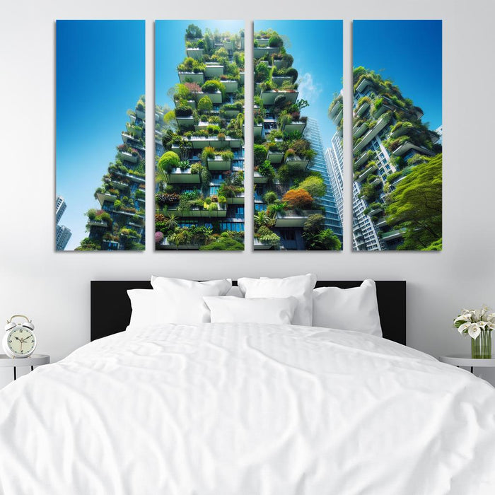 Vertical Forest Towers Modern Paintings Frame