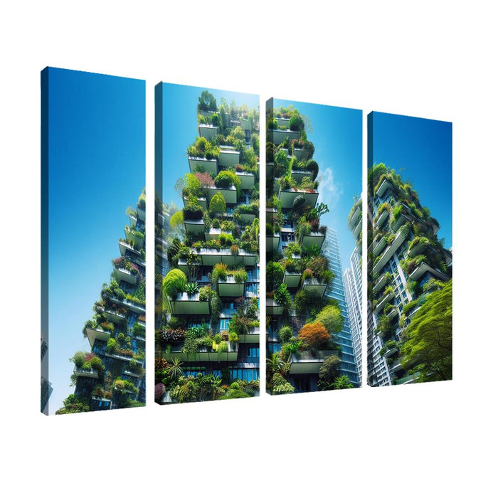 Vertical Forest Towers Modern Paintings Frame