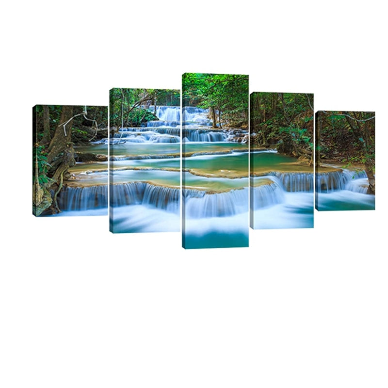 Canvas Art Prints Of Waterfall And Forest Landscape