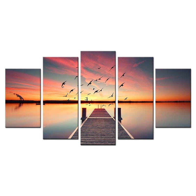 Large Canvas Prints Wall Art Perspective View Of A Pier At Sunset