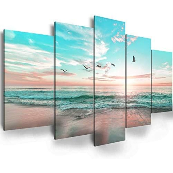 5 Piece Abstract Beach Canvas Wall Art Landscape Art Set