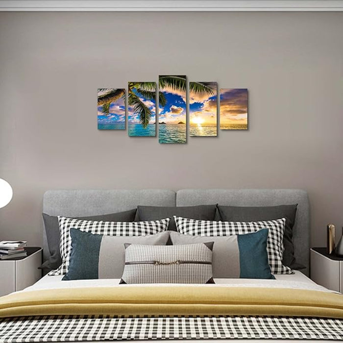 5 Piece Abstract Beach Canvas Wall Art Landscape Art Set