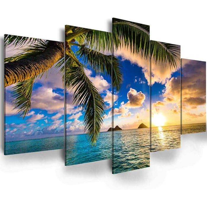 5 Piece Abstract Beach Canvas Wall Art Landscape Art Set