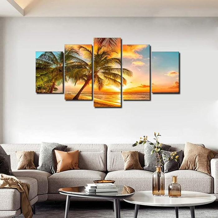 5 Piece Abstract Beach Canvas Wall Art Landscape Art Set