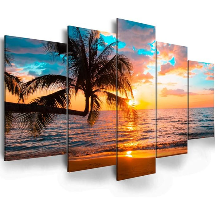 5 Piece Abstract Beach Canvas Wall Art Landscape Art Set