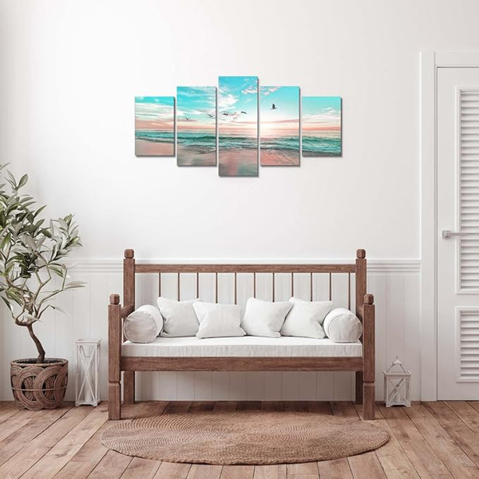 5 Piece Abstract Beach Canvas Wall Art Landscape Art Set