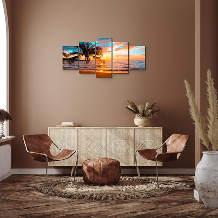 5 Piece Abstract Beach Canvas Wall Art Landscape Art Set