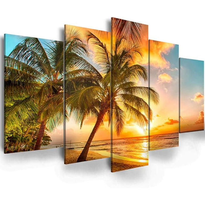 5 Piece Abstract Beach Canvas Wall Art Landscape Art Set