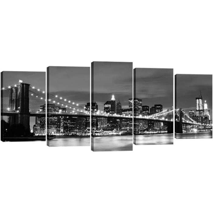 5 Pieces Brooklyn Bridge Canvas Wall Art