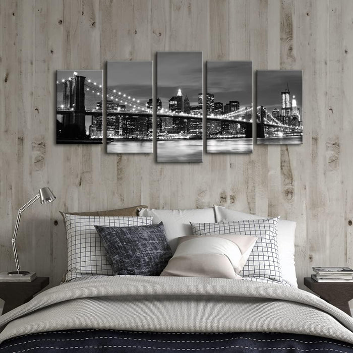 5 Pieces Brooklyn Bridge Canvas Wall Art