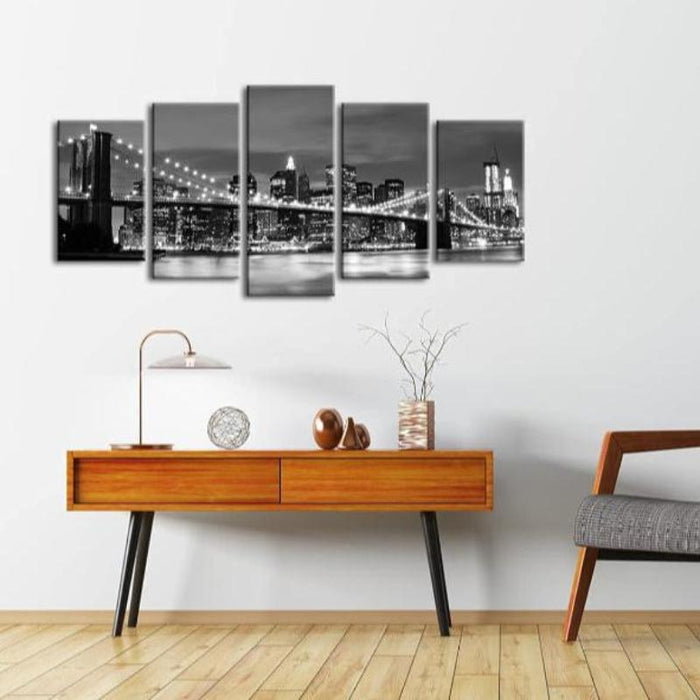 5 Pieces Brooklyn Bridge Canvas Wall Art