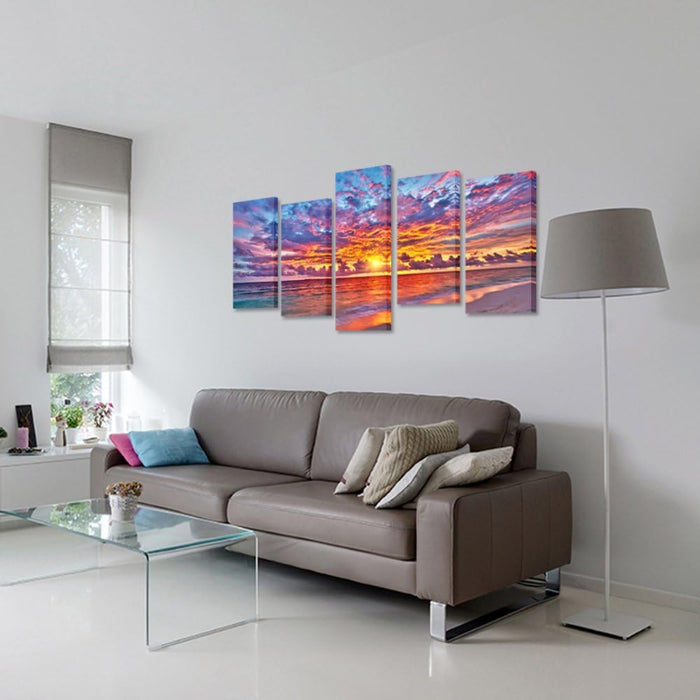 5 Pieces Modern Ocean Sunset Canvas Painting Wall Art