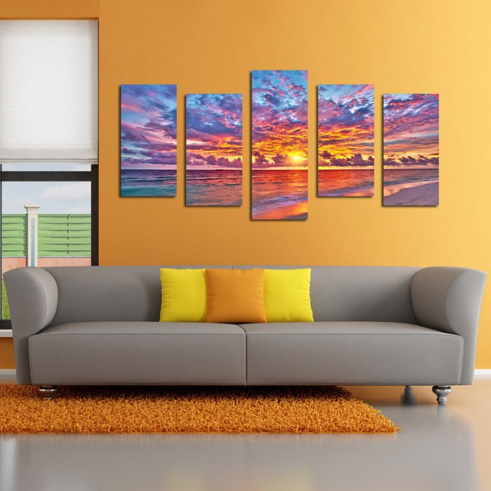 5 Pieces Modern Ocean Sunset Canvas Painting Wall Art