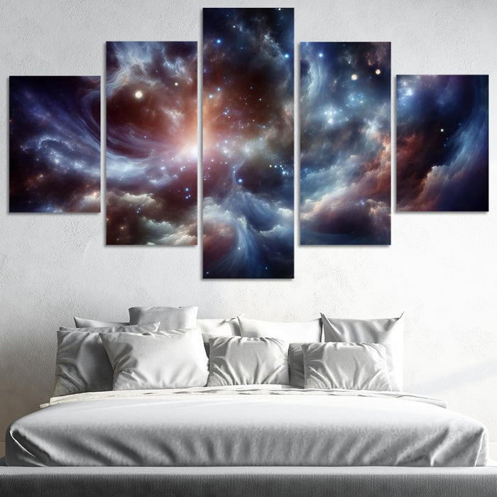 Whispers Of The Cosmic Veil Multi-panel Paintings