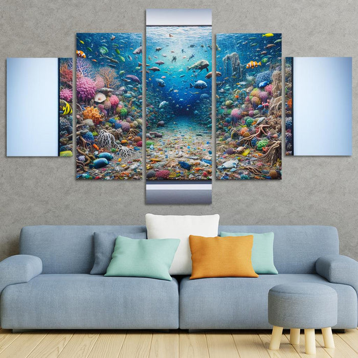 Beneath The Surface Ocean Conservation Awareness Multi-panel Paintings