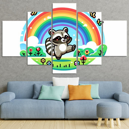 Rainbow Raccoon Modern Paintings Frame